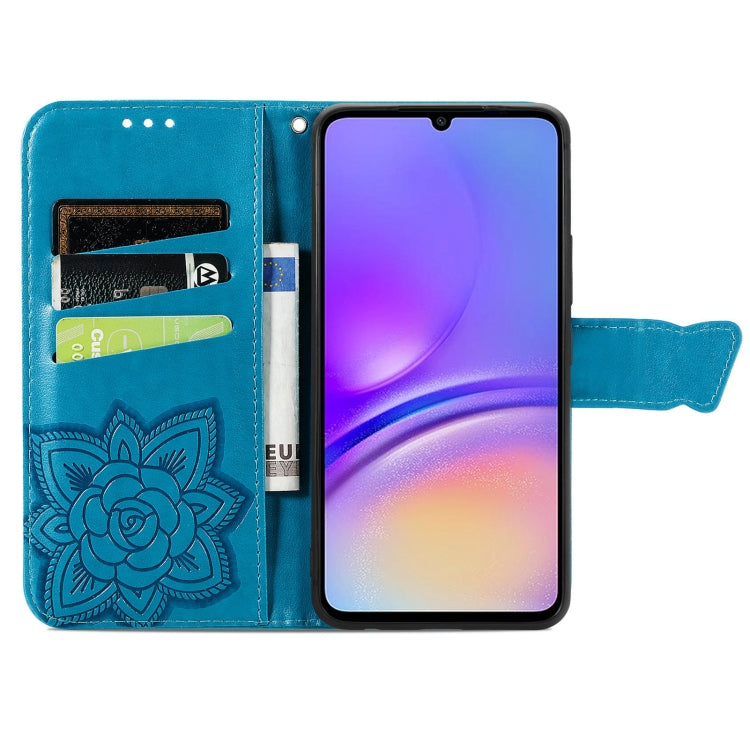 For Samsung Galaxy A06 Butterfly Love Flower Embossed Leather Phone Case