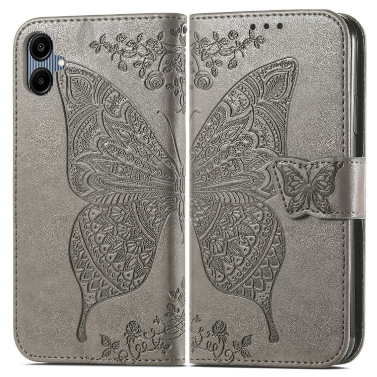 For Samsung Galaxy A06 Butterfly Love Flower Embossed Leather Phone Case