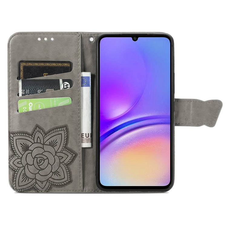 For Samsung Galaxy A06 Butterfly Love Flower Embossed Leather Phone Case
