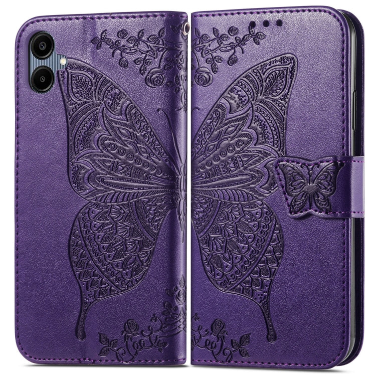For Samsung Galaxy A06 Butterfly Love Flower Embossed Leather Phone Case