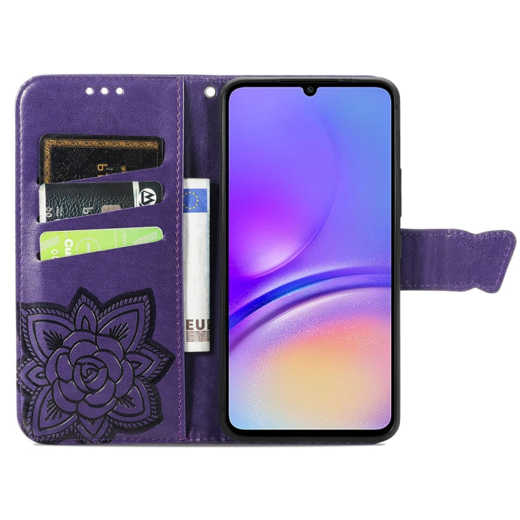 For Samsung Galaxy A06 Butterfly Love Flower Embossed Leather Phone Case