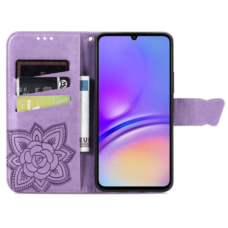 For Samsung Galaxy A06 Butterfly Love Flower Embossed Leather Phone Case