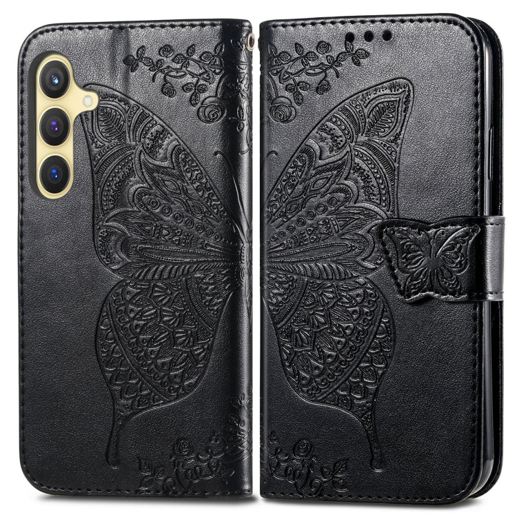 For Samsung Galaxy S25 5G Butterfly Love Flower Embossed Leather Phone Case