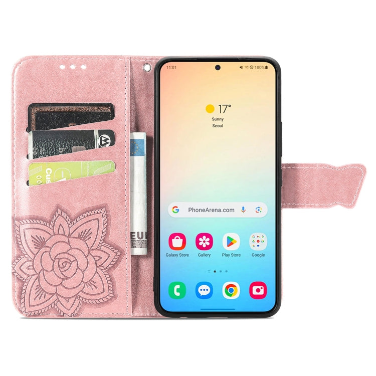 For Samsung Galaxy S25 5G Butterfly Love Flower Embossed Leather Phone Case
