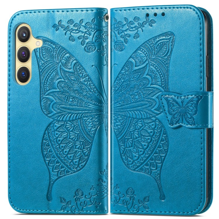 For Samsung Galaxy S25 5G Butterfly Love Flower Embossed Leather Phone Case