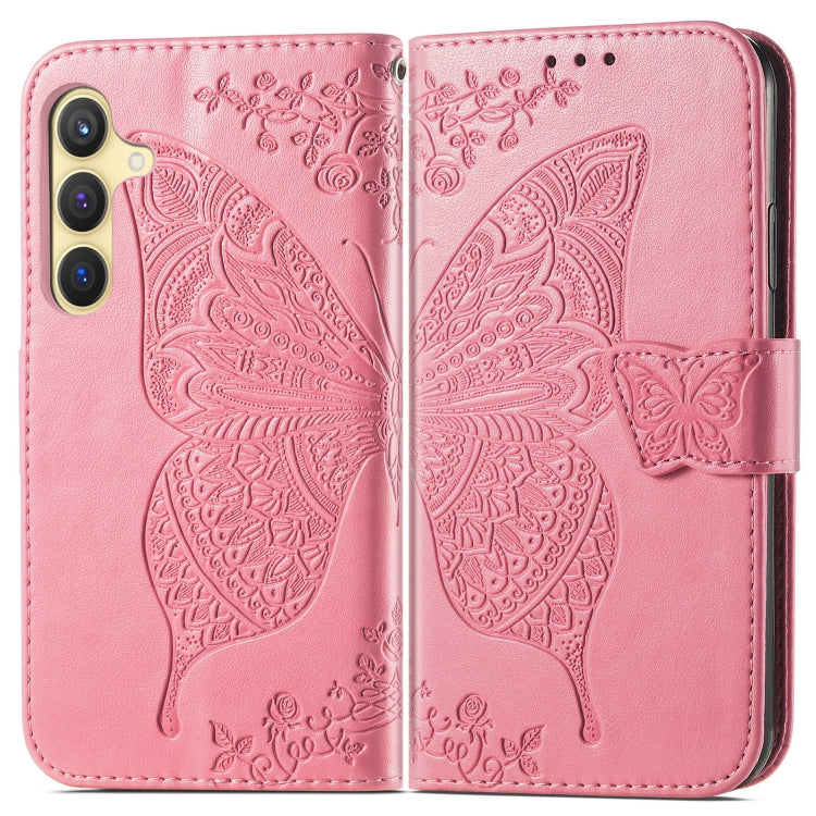For Samsung Galaxy S25 5G Butterfly Love Flower Embossed Leather Phone Case
