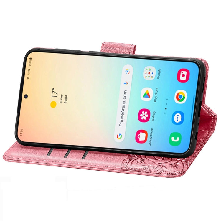 For Samsung Galaxy S25 5G Butterfly Love Flower Embossed Leather Phone Case
