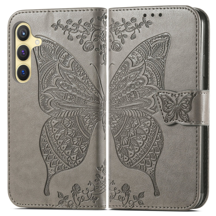 For Samsung Galaxy S25 5G Butterfly Love Flower Embossed Leather Phone Case