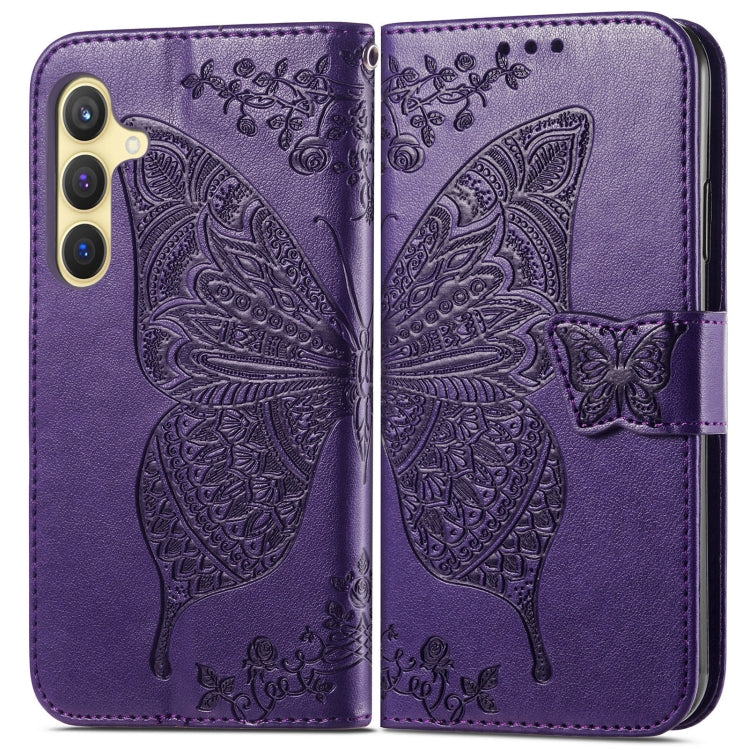 For Samsung Galaxy S25 5G Butterfly Love Flower Embossed Leather Phone Case