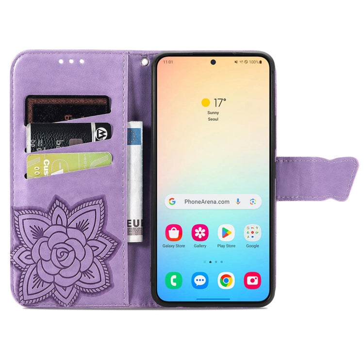 For Samsung Galaxy S25 5G Butterfly Love Flower Embossed Leather Phone Case