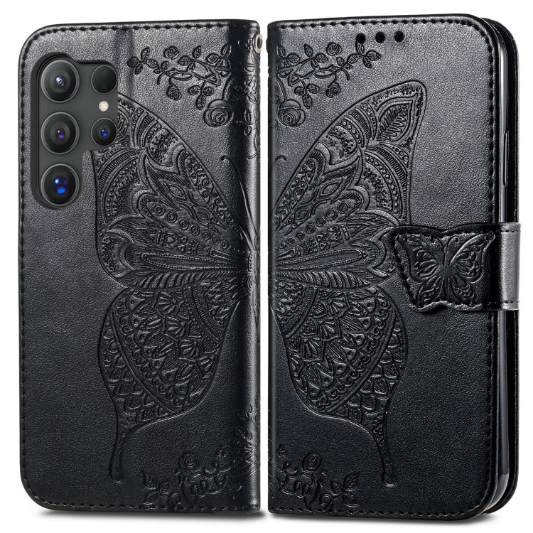 For Samsung Galaxy S25 Ultra 5G Butterfly Love Flower Embossed Leather Phone Case