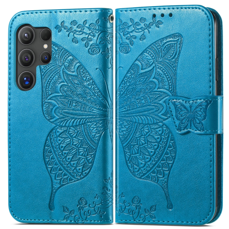 For Samsung Galaxy S25 Ultra 5G Butterfly Love Flower Embossed Leather Phone Case