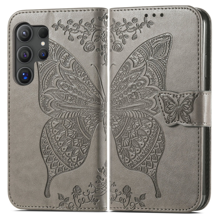 For Samsung Galaxy S25 Ultra 5G Butterfly Love Flower Embossed Leather Phone Case
