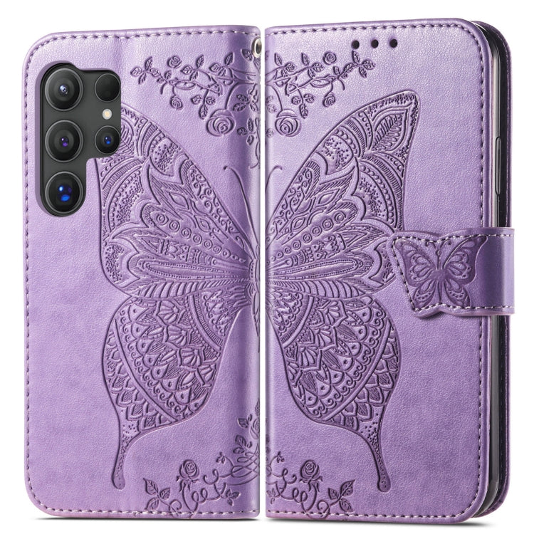 For Samsung Galaxy S25 Ultra 5G Butterfly Love Flower Embossed Leather Phone Case