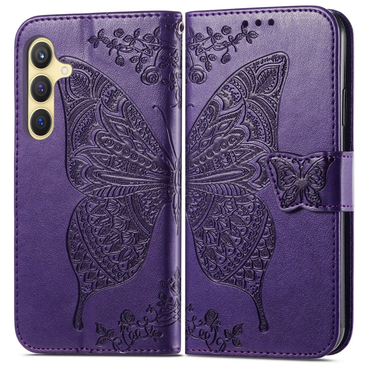For Samsung Galaxy A36 Butterfly Love Flower Embossed Leather Phone Case