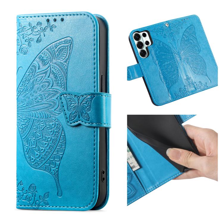 For Samsung Galaxy S26 Ultra 5G Butterfly Love Flower Embossed Leather Phone Case