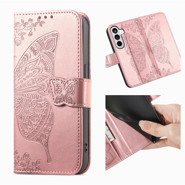 For Samsung Galaxy S26+ 5G Butterfly Love Flower Embossed Leather Phone Case