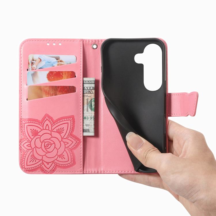 For Samsung Galaxy S26+ 5G Butterfly Love Flower Embossed Leather Phone Case