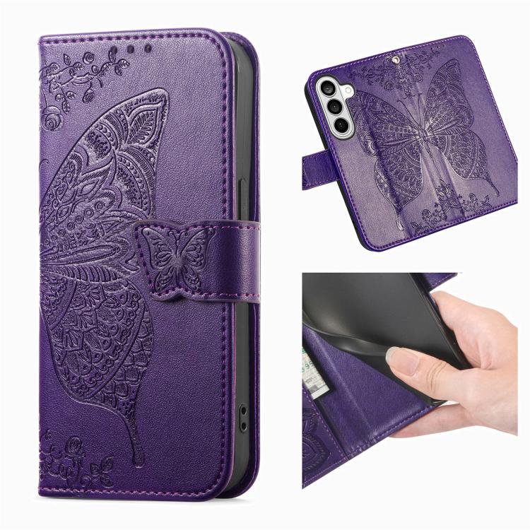 For Samsung Galaxy S26+ 5G Butterfly Love Flower Embossed Leather Phone Case