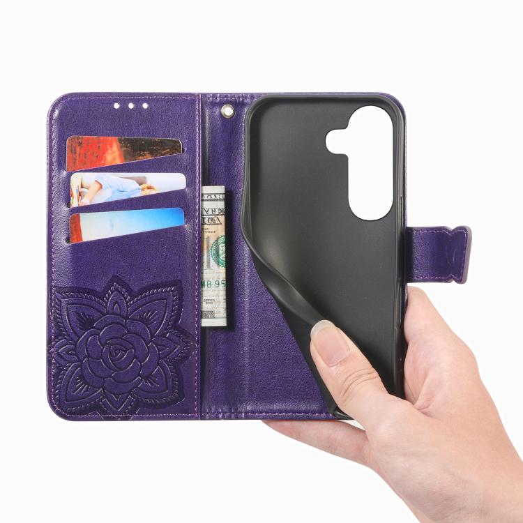 For Samsung Galaxy S26+ 5G Butterfly Love Flower Embossed Leather Phone Case