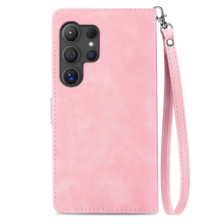 For Samsung Galaxy S23 FE 5G Embossed Flower Zipper Leather Phone Case