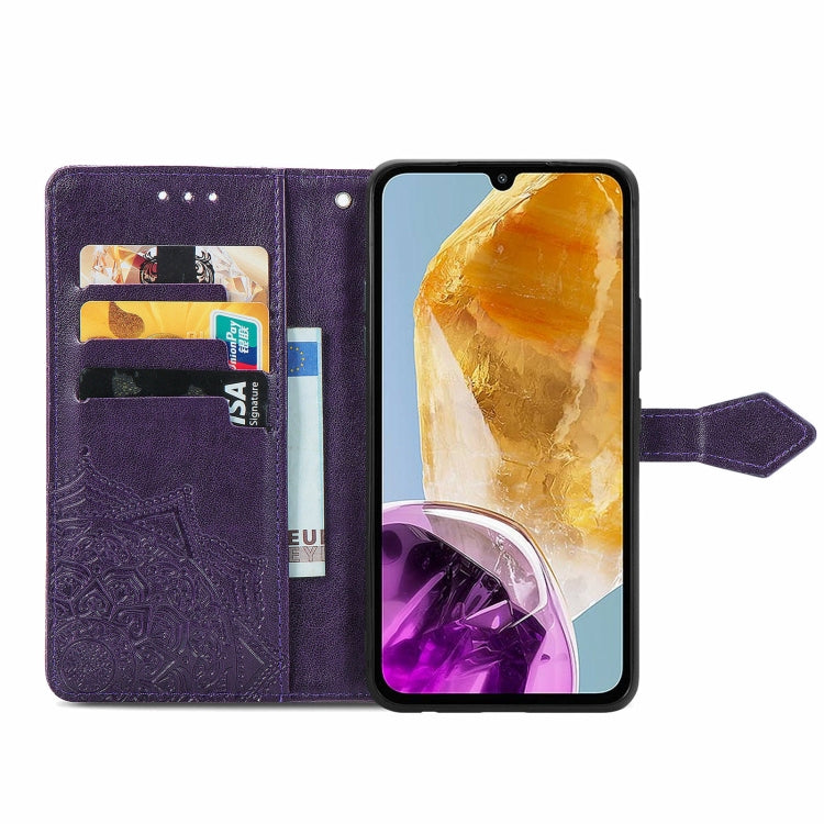 For Samsung Galaxy M15 Mandala Flower Embossed Leather Phone Case