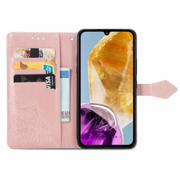 For Samsung Galaxy M15 Mandala Flower Embossed Leather Phone Case