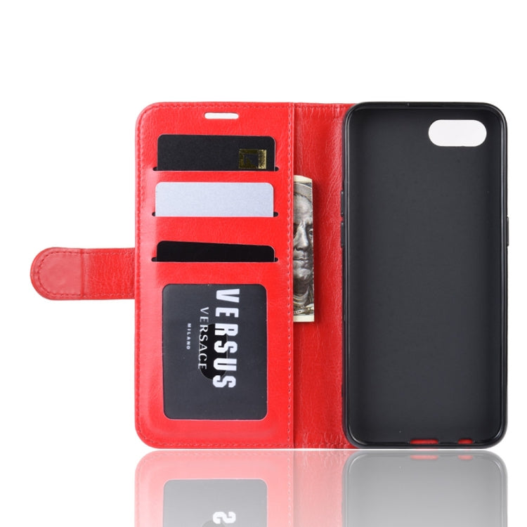 R64 Texture Single Fold Horizontal Flip Leather Case for OPPO Realme C2/OPPO A1K, with Holder & Card Slots & Wallet