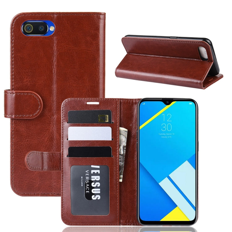 R64 Texture Single Fold Horizontal Flip Leather Case for OPPO Realme C2/OPPO A1K, with Holder & Card Slots & Wallet