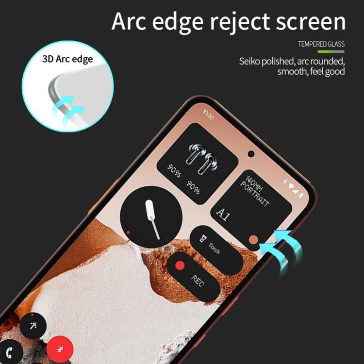 For Nothing CMF Phone 2 Pro PINWUYO 9H 3D Curved Full Screen Explosion-proof Tempered Glass Film - Black