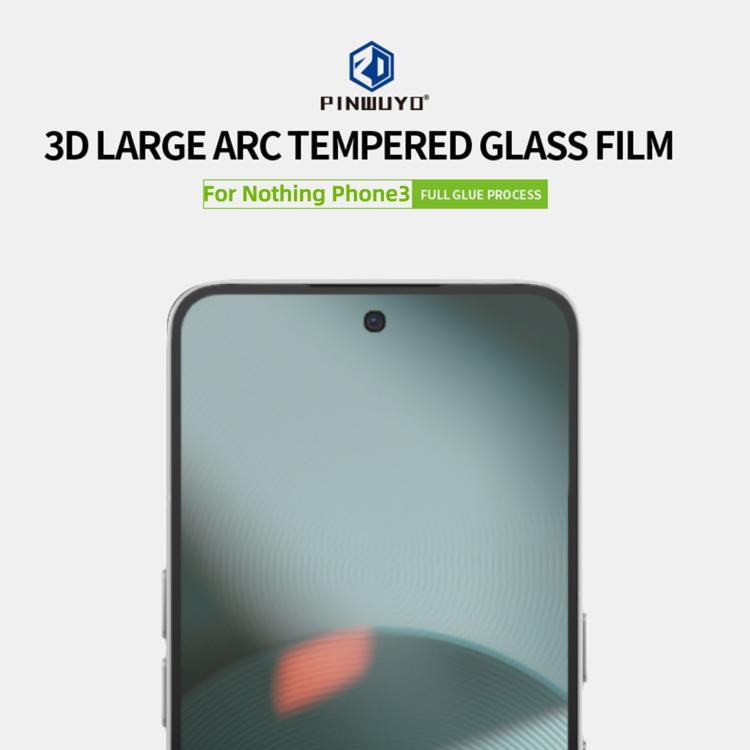 For Nothing Phone 3 PINWUYO 9H 3D Curved Full Screen Explosion-proof Tempered Glass Film - Black