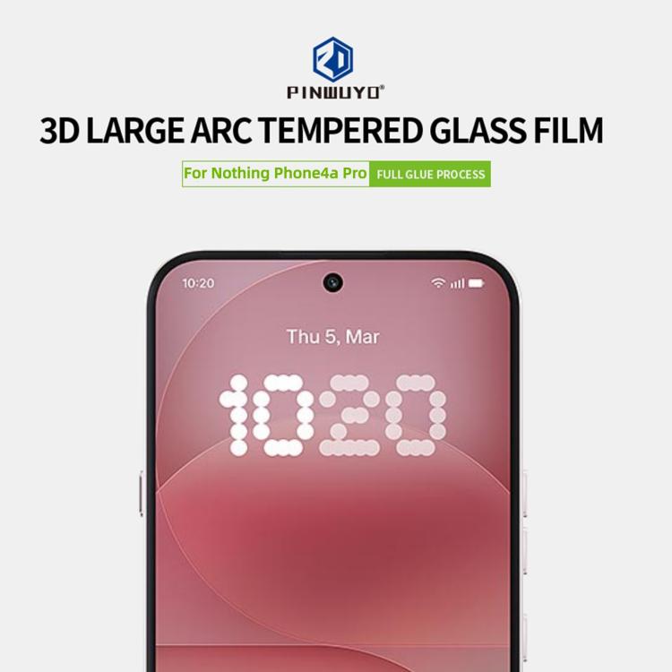 For Nothing Phone 4a Pro PINWUYO 9H 3D Curved Full Screen Explosion-proof Tempered Glass Film - Black