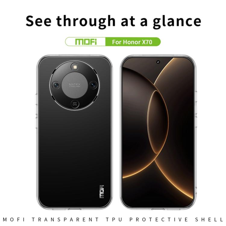 For Honor X70 MOFI Ming Series Ultra-thin TPU Phone Case - Transparent