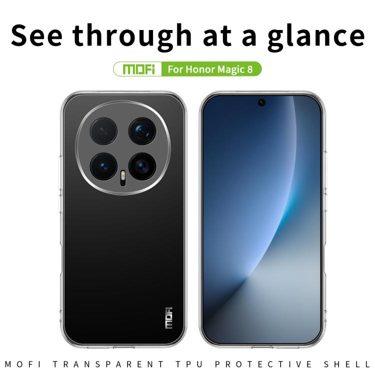 For Honor Magic8 MOFI Ming Series Ultra-thin TPU Phone Case - Transparent