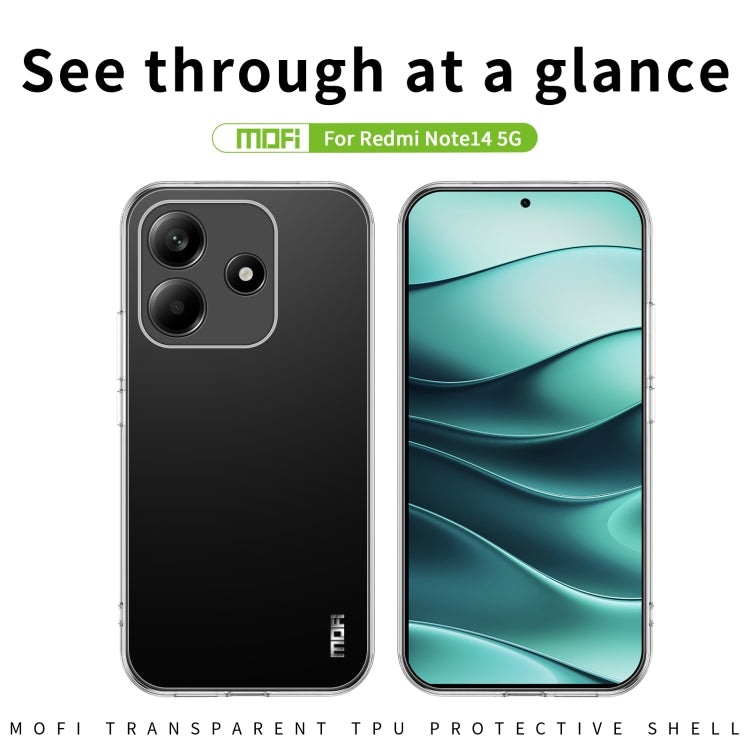 For Xiaomi Redmi Note 14 5G MOFI Ming Series Ultra-thin TPU Phone Case - Transparent