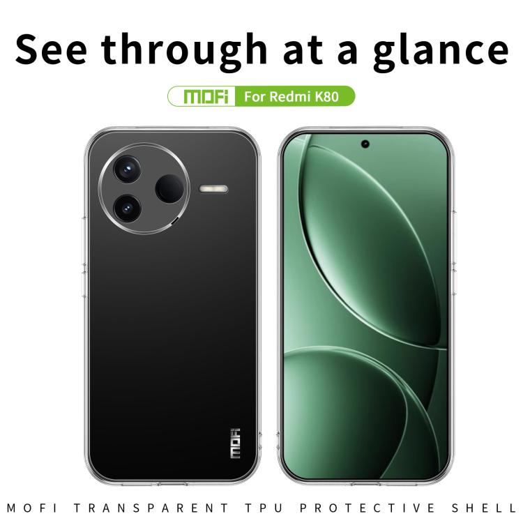 For Xiaomi Redmi K80 MOFI Ming Series Ultra-thin TPU Phone Case - Transparent