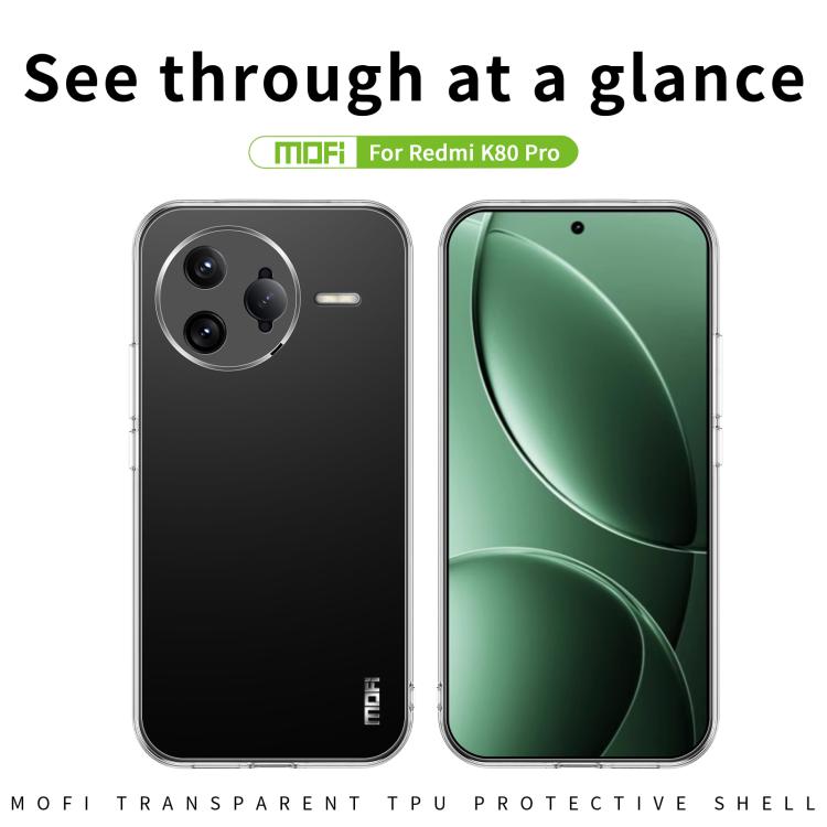 For Xiaomi Redmi K80 Pro MOFI Ming Series Ultra-thin TPU Phone Case - Transparent
