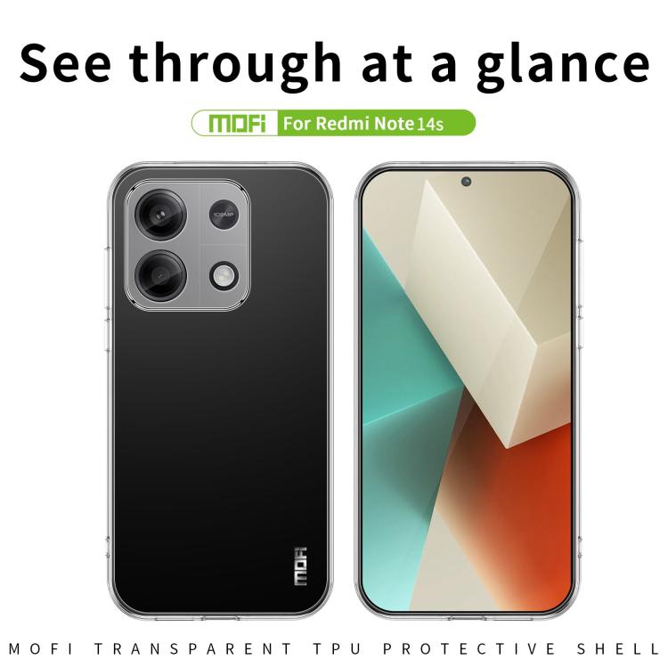 For Xiaomi Redmi Note 14S MOFI Ming Series Ultra-thin TPU Phone Case - Transparent