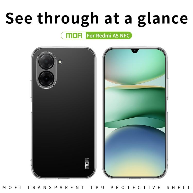 For Xiaomi Redmi A5 NFC 173.3mm MOFI Ming Series Ultra-thin TPU Phone Case - Transparent