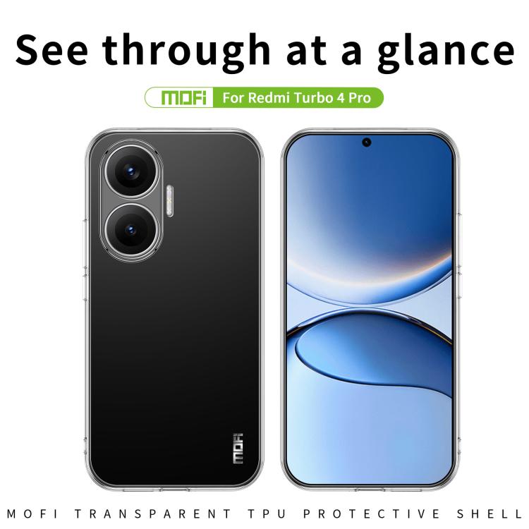For Xiaomi Redmi Turbo 4 Pro MOFI Ming Series Ultra-thin TPU Phone Case - Transparent