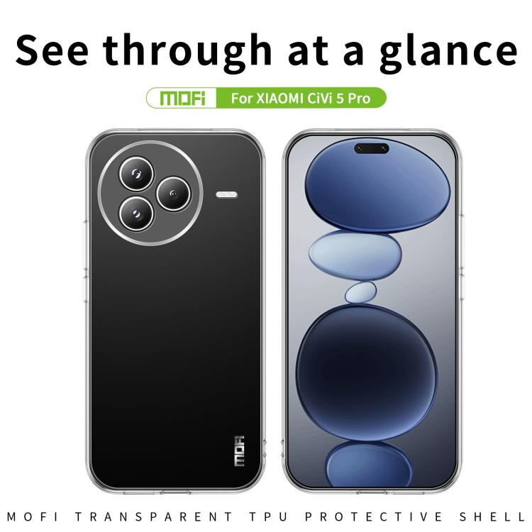For Xiaomi Civi 5 Pro MOFI Ming Series Ultra-thin TPU Phone Case - Transparent