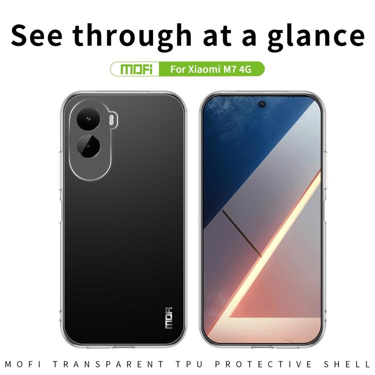 For Xiaomi Poco M7 4G / M7 Plus 171mm MOFI Ming Series Ultra-thin TPU Phone Case - Transparent