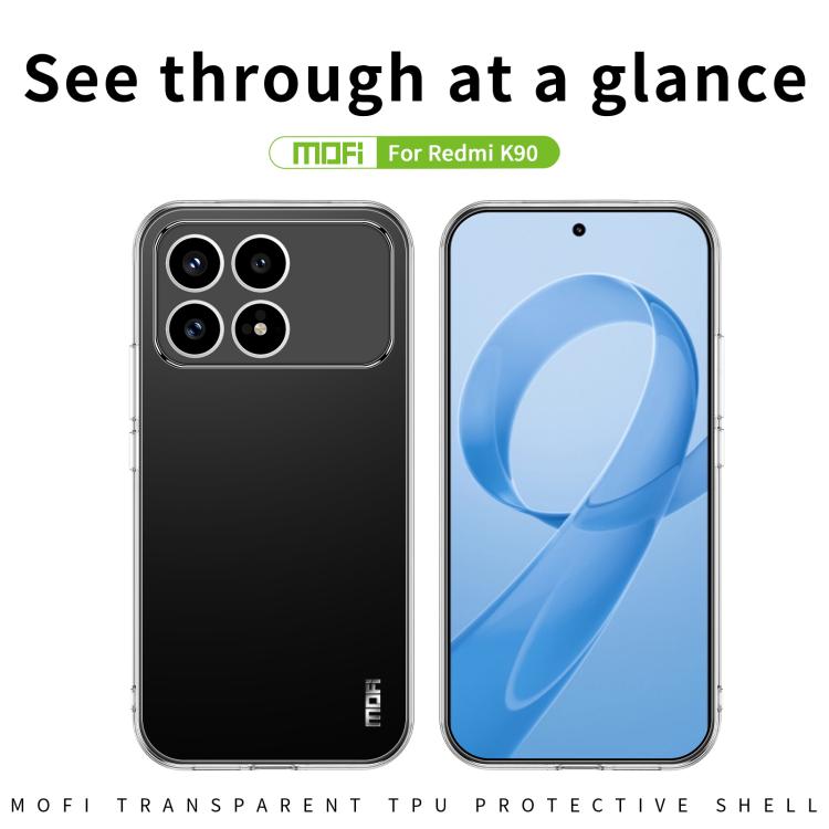 For Xiaomi Redmi K90 MOFI Ming Series Ultra-thin TPU Phone Case - Transparent