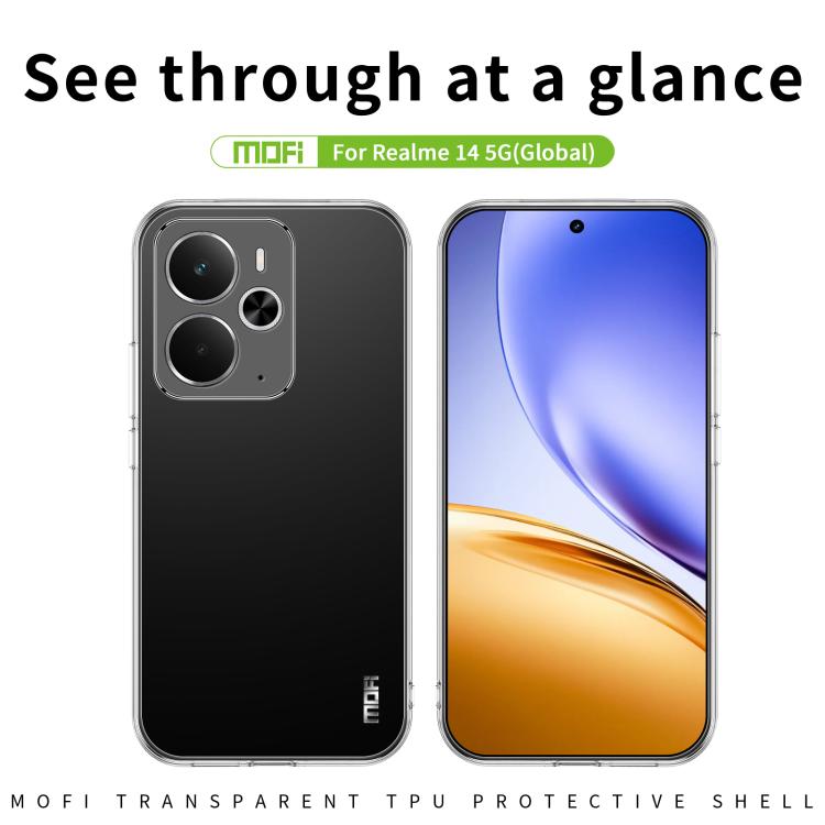 For Realme 14 5G Global MOFI Ming Series Ultra-thin TPU Phone Case - Transparent