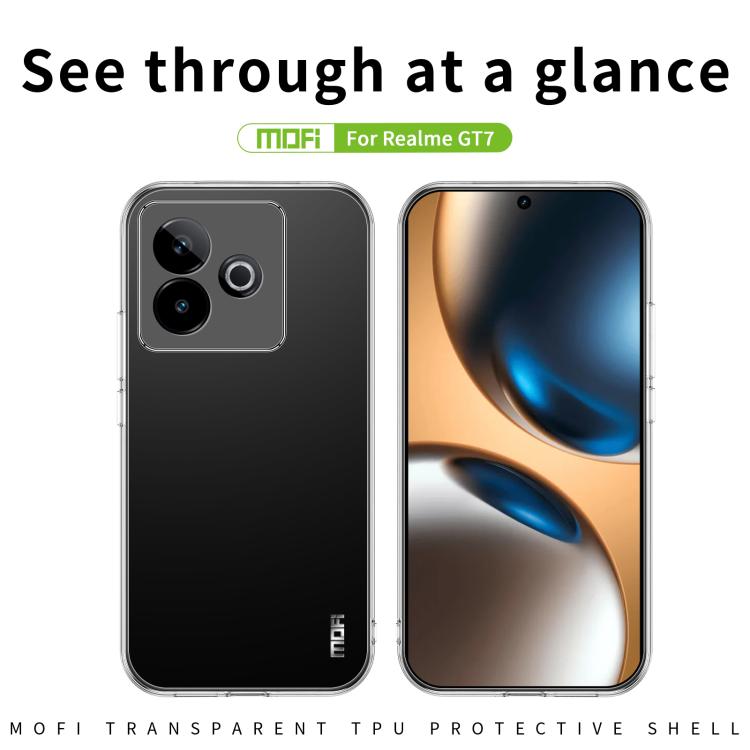 For Realme GT7 MOFI Ming Series Ultra-thin TPU Phone Case - Transparent