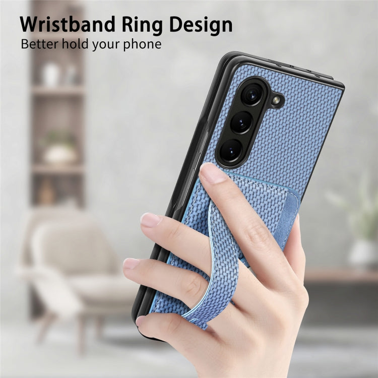 For Samsung Galaxy Z Fold5 Wristband Kickstand Card Wallet Back Cover Phone Case