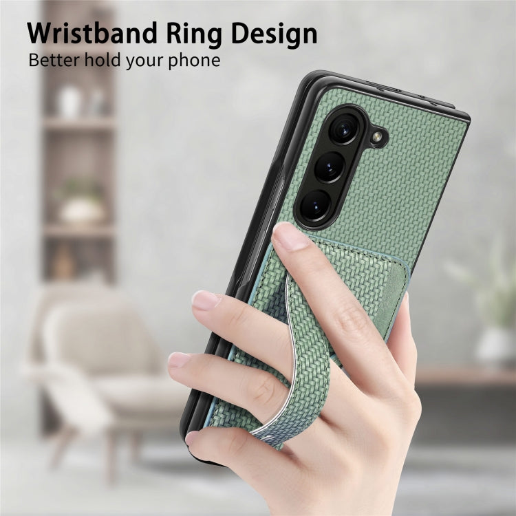 For Samsung Galaxy Z Fold5 Wristband Kickstand Card Wallet Back Cover Phone Case