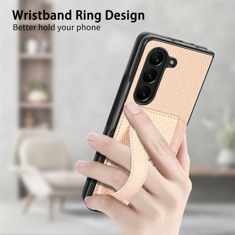 For Samsung Galaxy Z Fold5 Wristband Kickstand Card Wallet Back Cover Phone Case