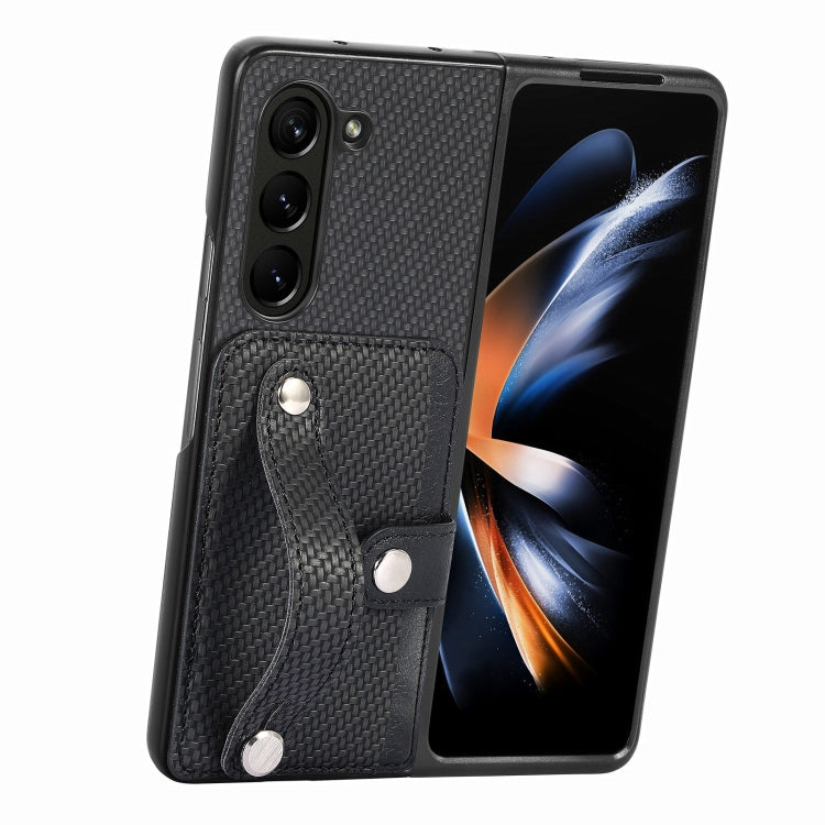 For Samsung Galaxy Z Fold6 Wristband Kickstand Card Wallet Back Cover Phone Case