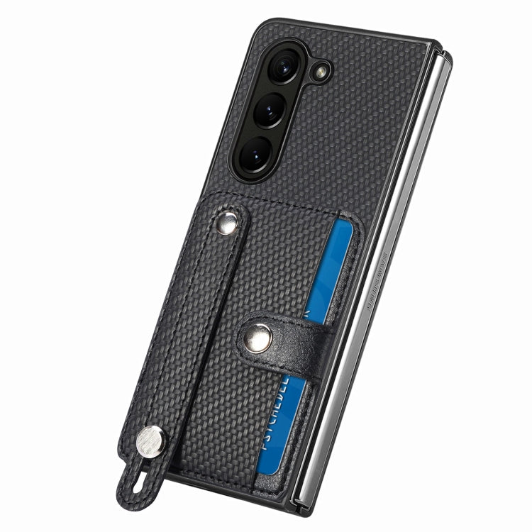 For Samsung Galaxy Z Fold6 Wristband Kickstand Card Wallet Back Cover Phone Case